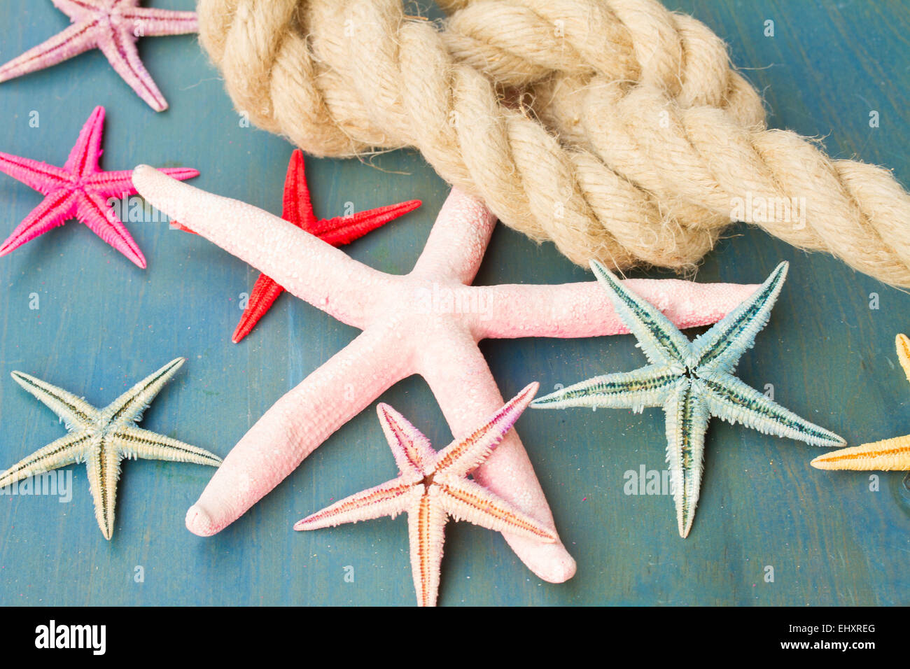 marine rope with starfish Stock Photo - Alamy