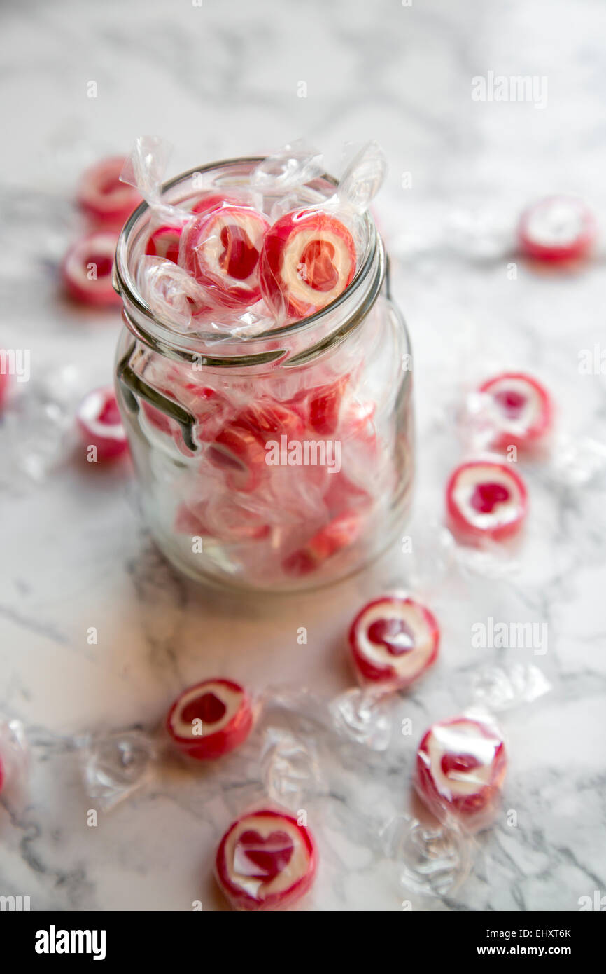 Candies with heart Stock Photo