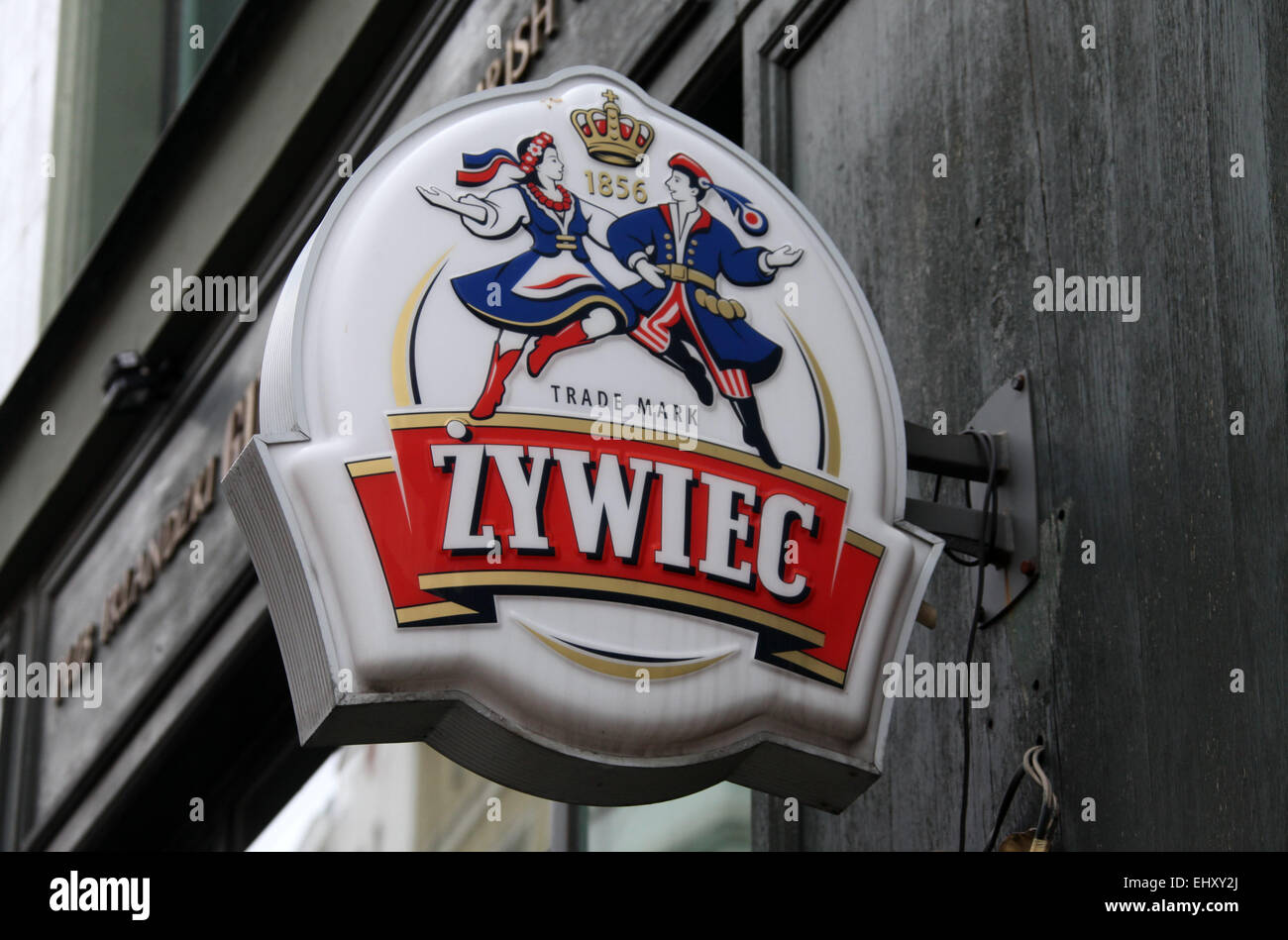 Zywiec Brewery Sign in Wroclaw Stock Photo