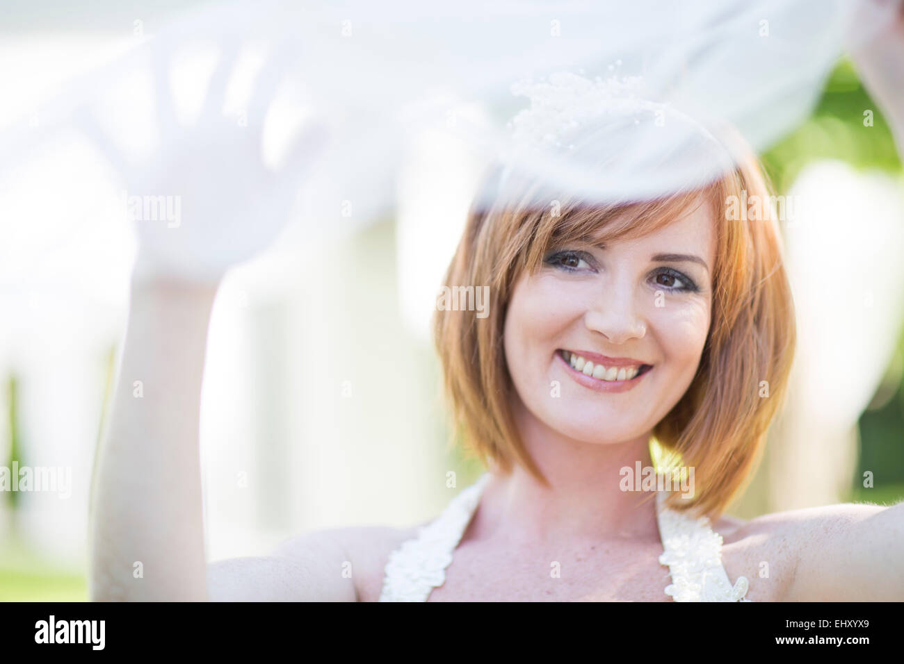 Portrait bride veil smiling hi-res stock photography and images - Alamy