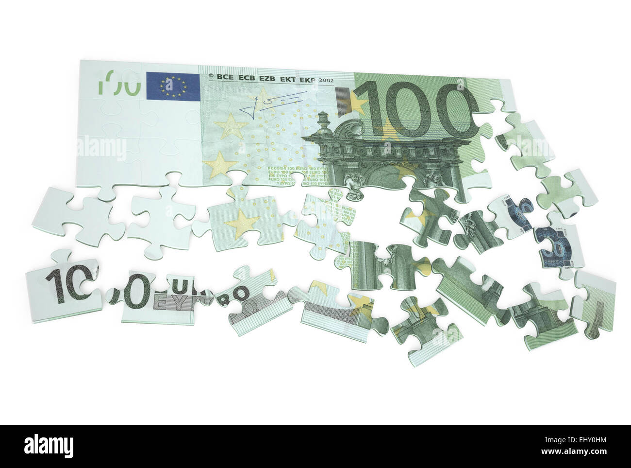 100 euro puzzle isolated on white background Stock Photo - Alamy