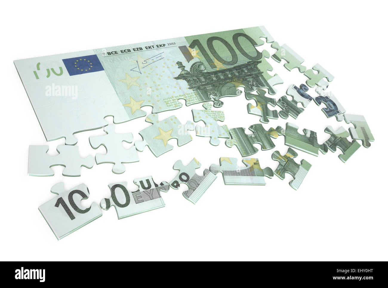 100 euro puzzle isolated on white background Stock Photo - Alamy