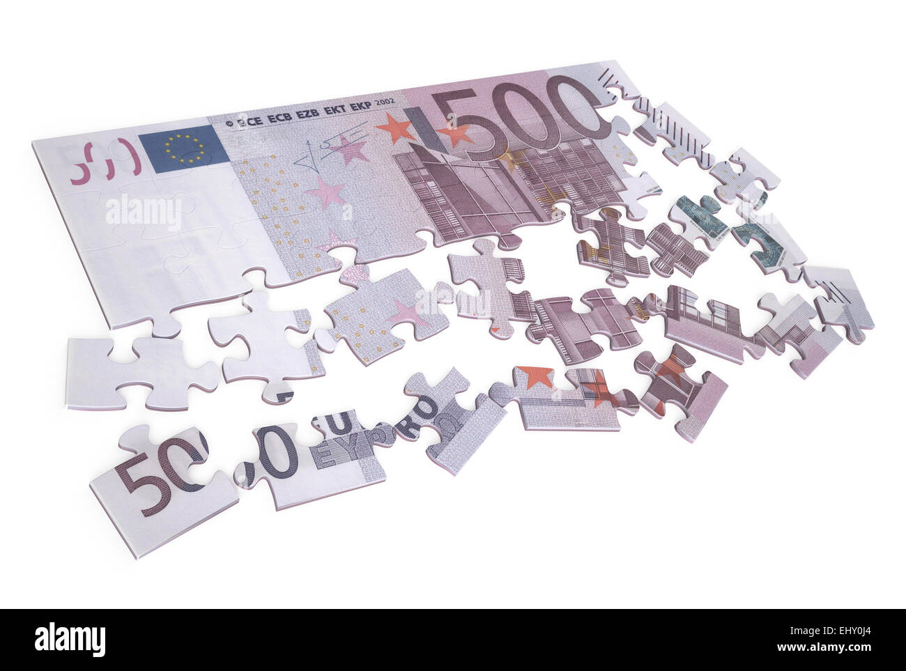 500 euro puzzle isolated on white background Stock Photo - Alamy