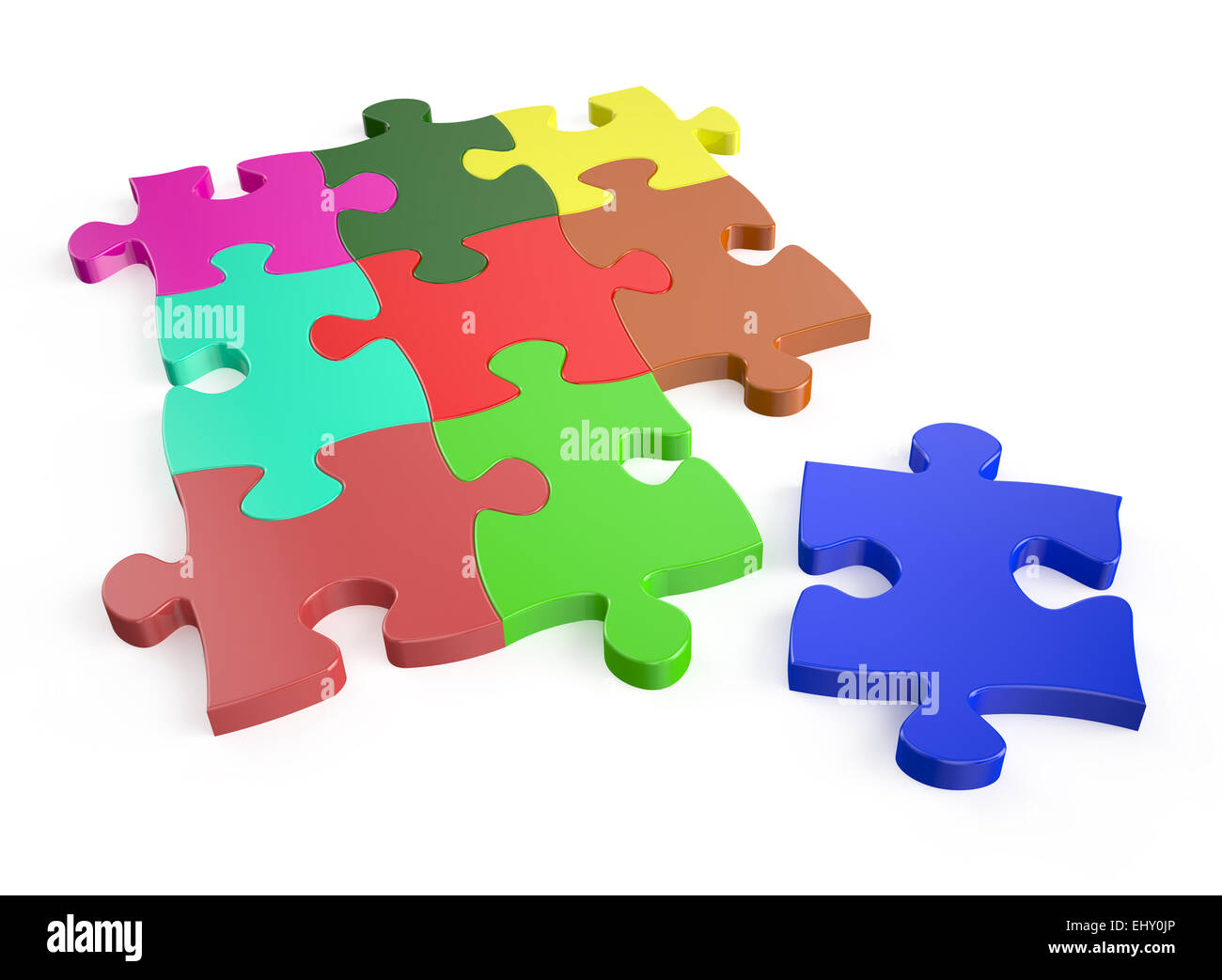 color puzzles isolated on white background Stock Photo