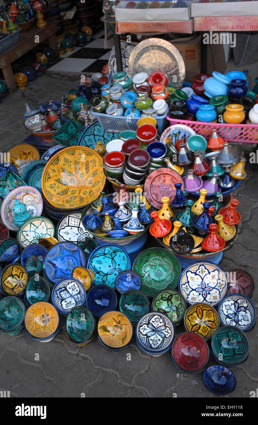 pottery stall marrakesh souk Stock Photo