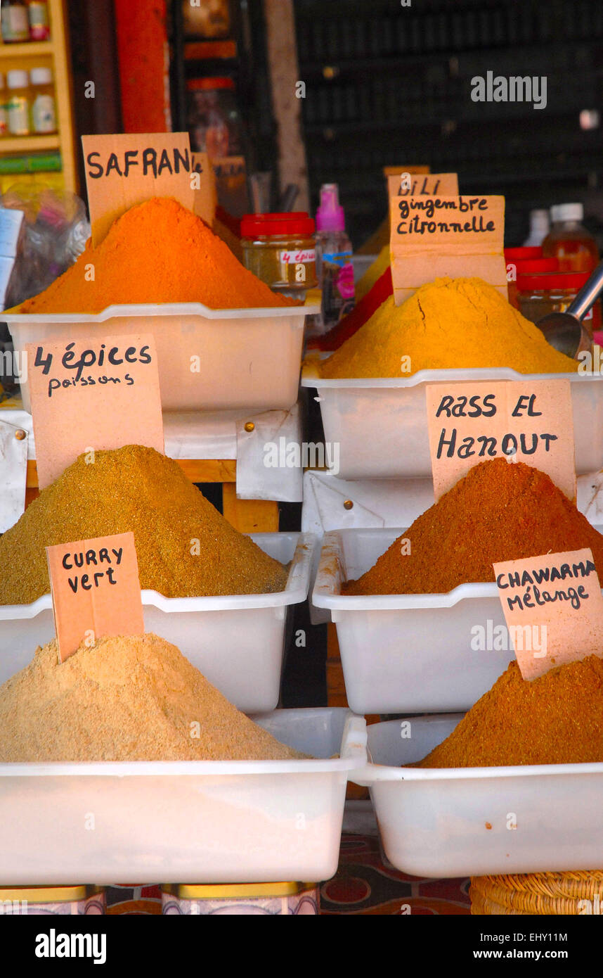 spice stall marrakesh souk Stock Photo