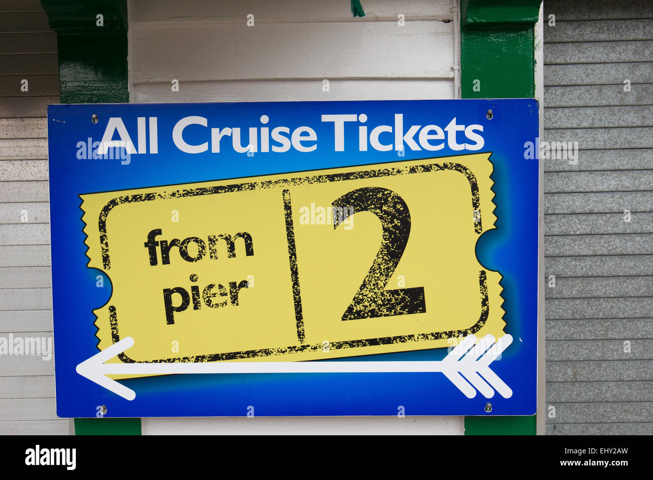 Windermere Lake Cruises sign for all tickets from pier 2 Stock Photo