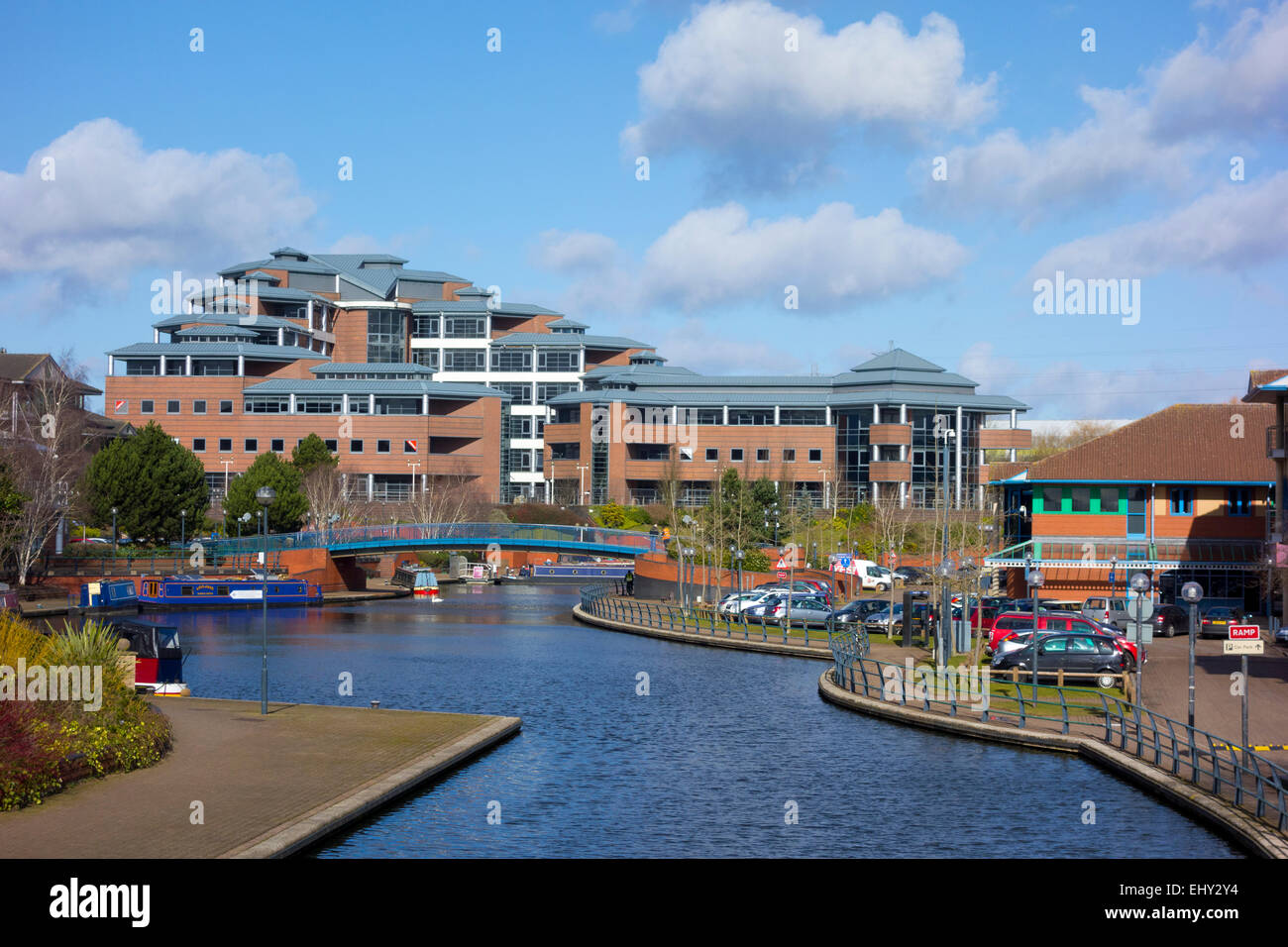 Dudley No.1 Canal and The Waterfront Development, Brierley Hill, West Midlands, England, UK Stock Photo