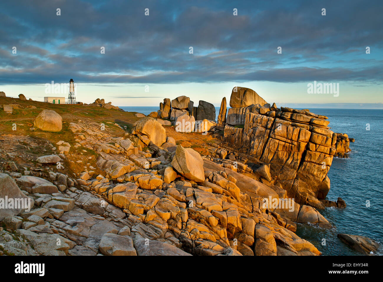 Peninnis; Lighthouse; St Mary's Isles of Scilly; UK Stock Photo