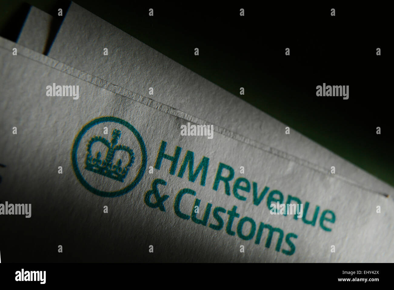 An HM Revenue and Customs logo is pictured on a self assessment tax statement Stock Photo