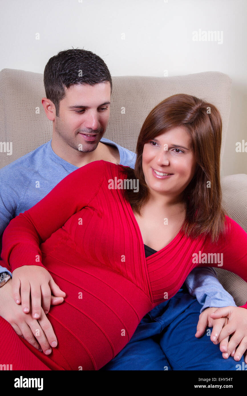 Husband comfort pregnant wife hi-res stock photography and images