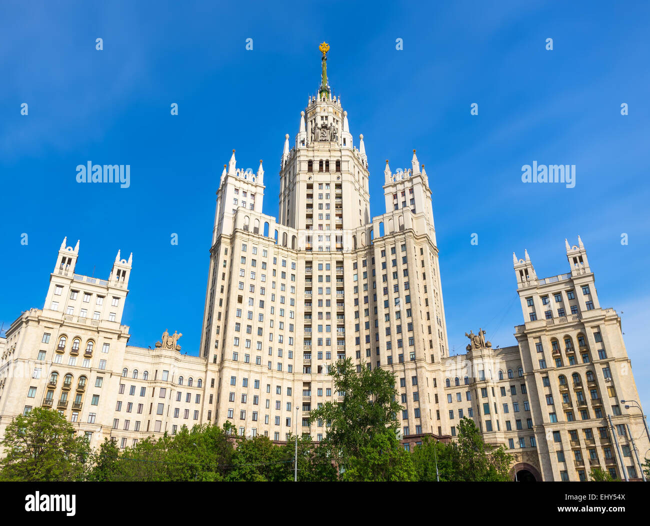 The front facade view of the Kotelnicheskaya skyscraper in Moscow ...