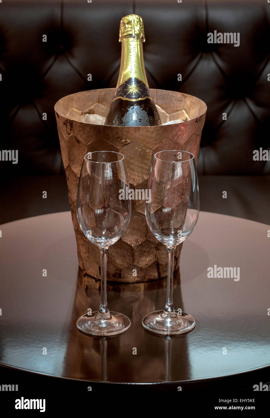 Champagne Bucket with Glasses Stock Photo - Alamy
