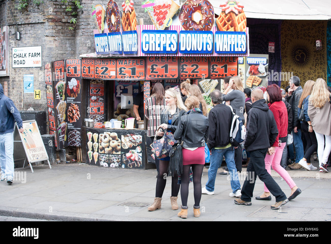 Chalk Farm Road Camden Sunday Market shops London England UK Europe