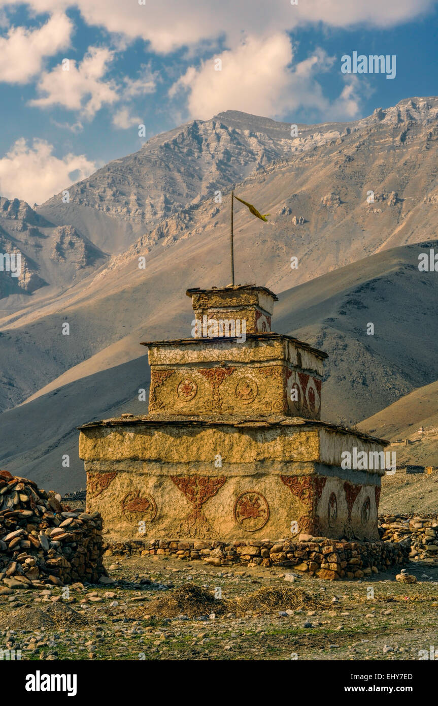Scenic old buddhist shrine in Himalayas mountains in Nepal Stock Photo ...