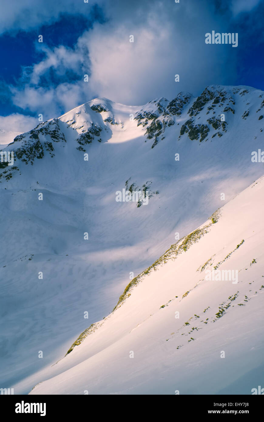 Picturesque view of sunlit slopes in Ziarska valley in Slovakia Stock Photo