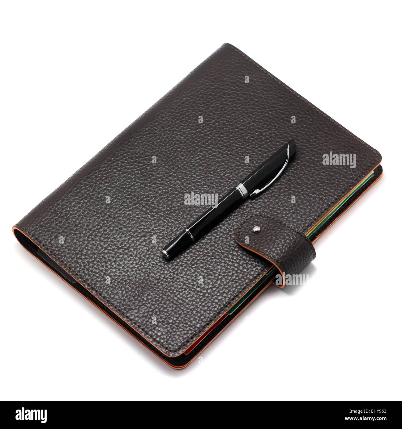 Notebook with pen isolated on white background Stock Photo - Alamy