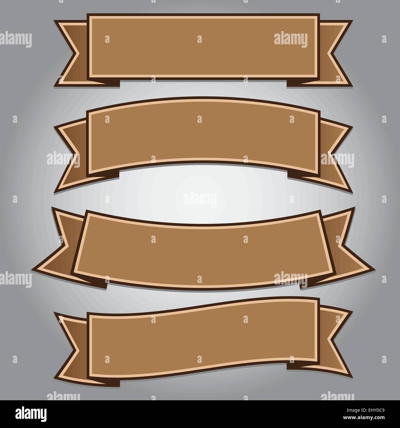 Vintage brown ribbon banners isolated,vector illustration Stock Vector