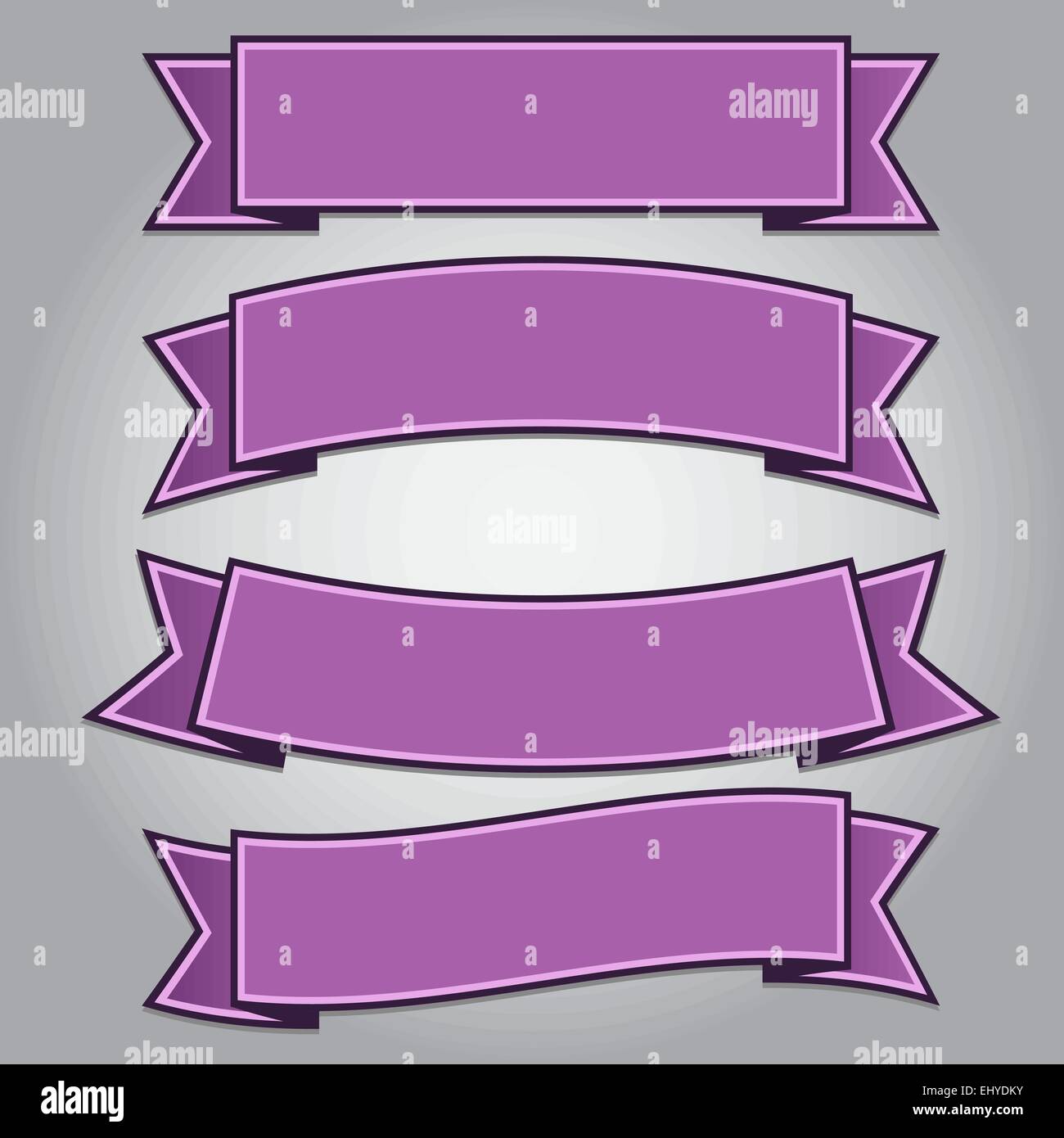 Set of purple ribbon banners isolated,vector illustration Stock Vector