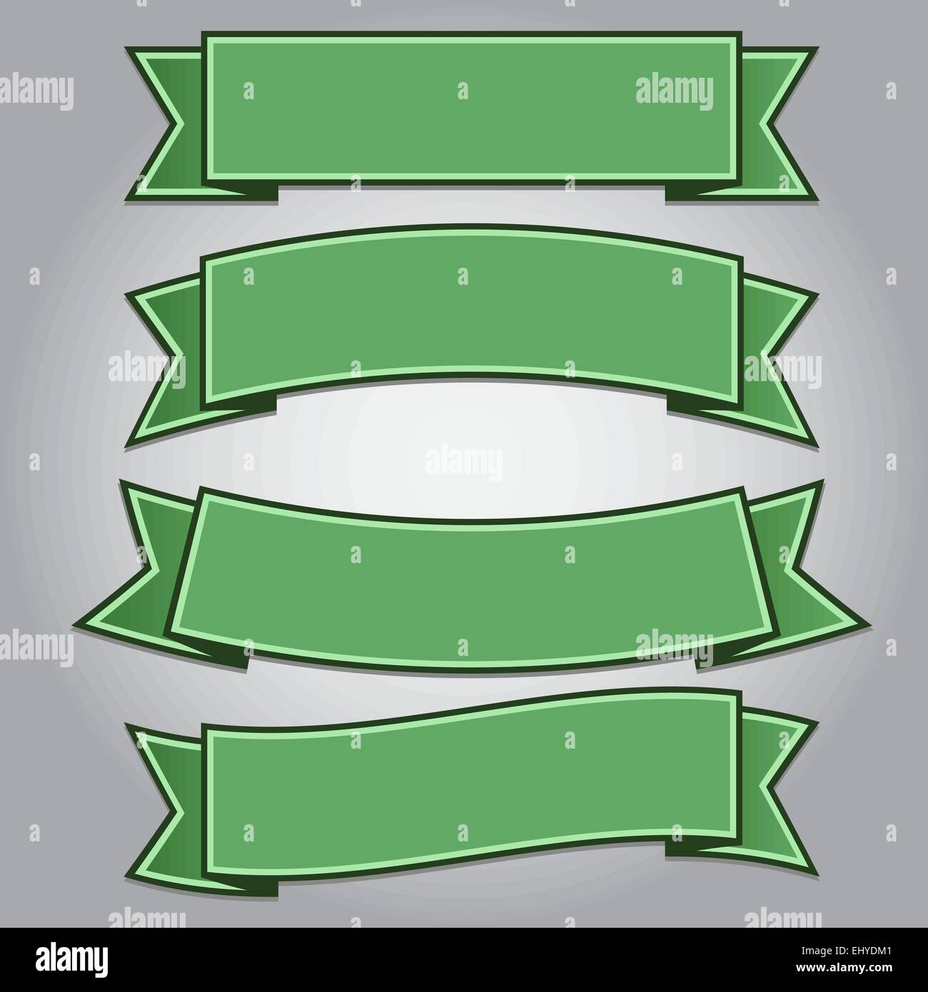Set of green ribbon banners isolated,vector illustration Stock Vector
