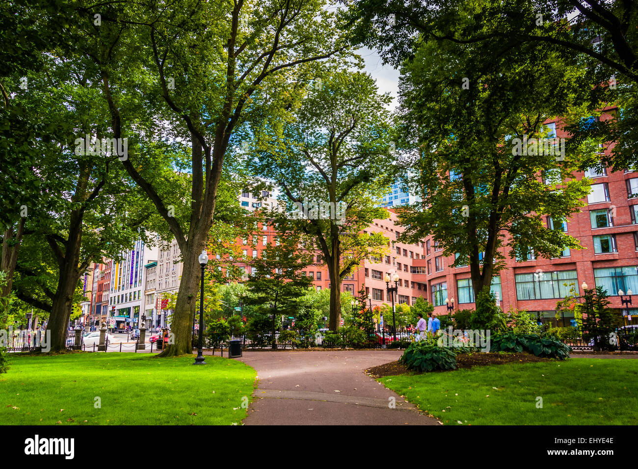 Walkway in the Boston Public Garden. Stock Photo