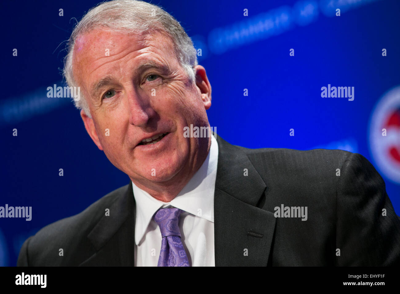 Washington, DC, USA. 17th Mar, 2015. Craig Cooning, President, Network and Space Systems, speaks at the 14th annual U.S. Chamber Of Commerce Foundation Aviation Summit in downtown Washington, D.C., on March 17, 2015. Credit:  Kristoffer Tripplaar/Alamy Live News Stock Photo