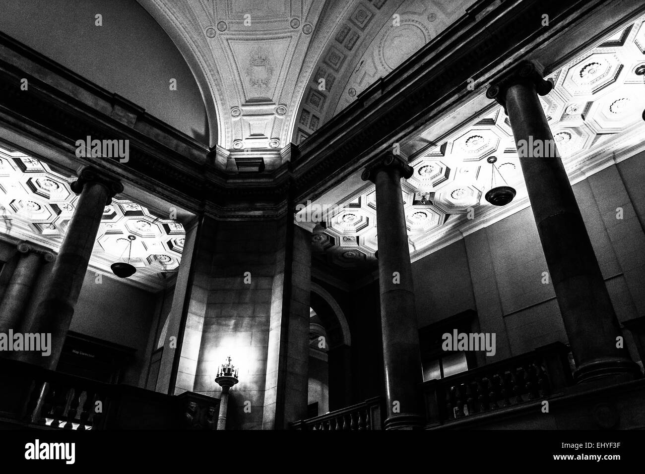 Architecture inside the Free Library, in Philadelphia, Pennsylvania. Stock Photo