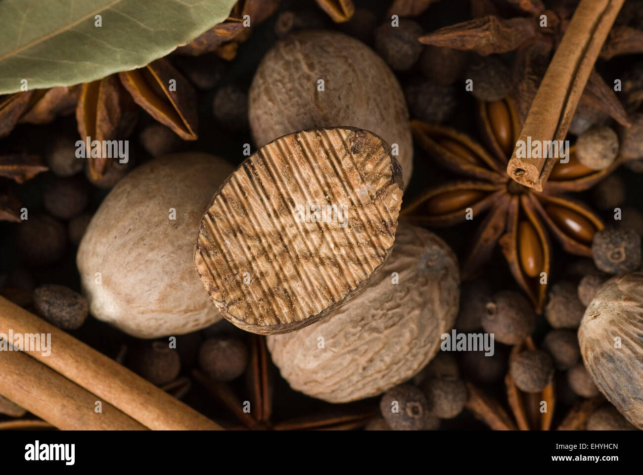 Nutmeg and other spices Stock Photo Alamy