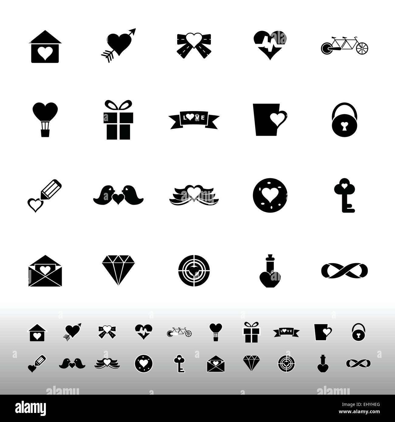 Love and heart icons on white background, stock vector Stock Vector ...