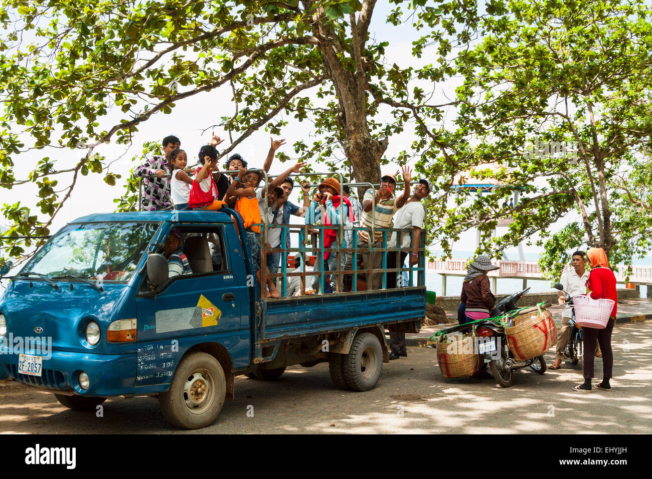 Happy Cambodian people on holiday. Stock Photo