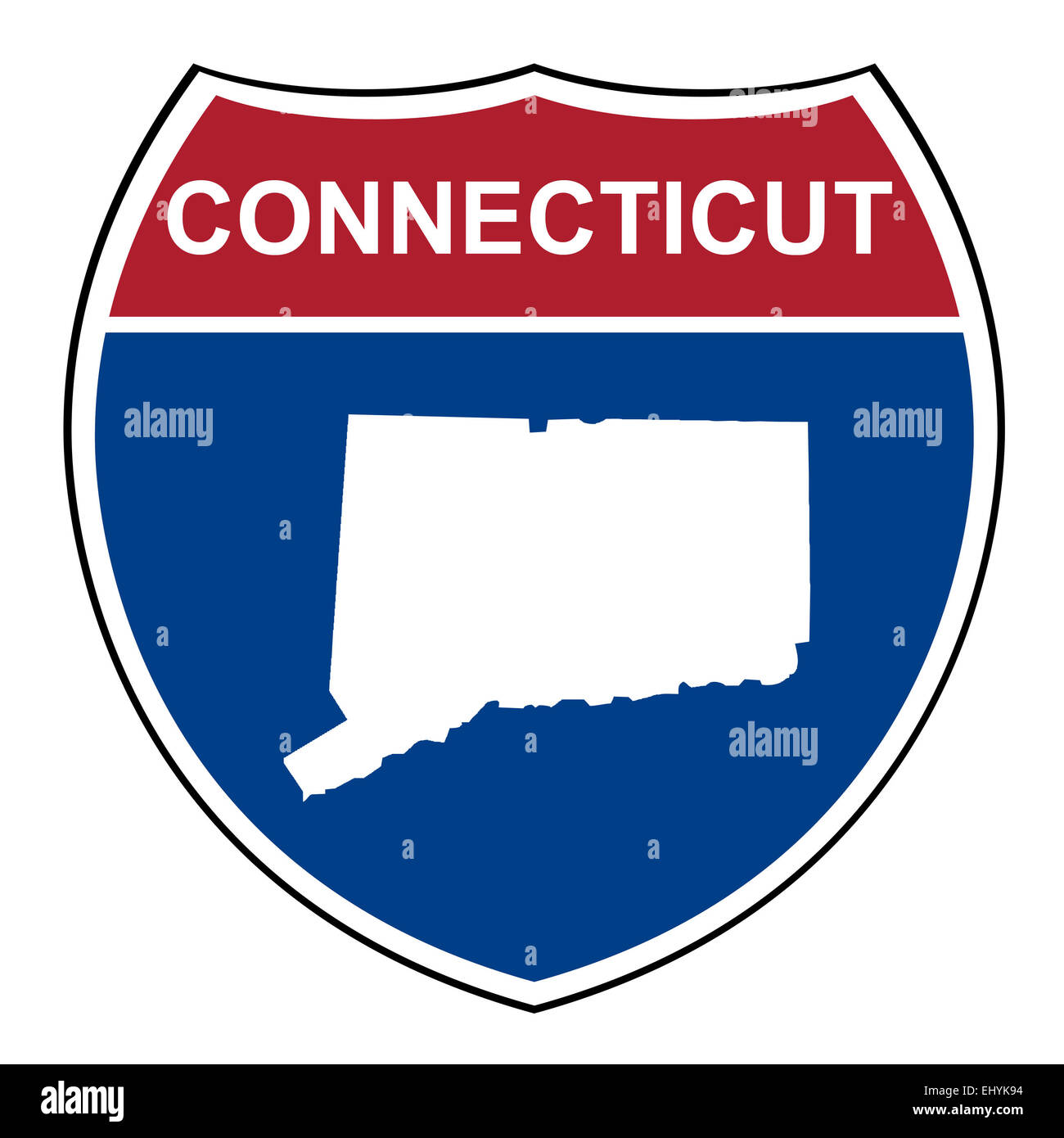 Connecticut American interstate highway road shield isolated on a white background. Stock Photo