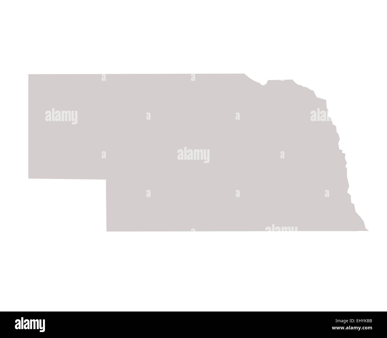 Nebraska State map isolated on a white background, USA. Stock Photo