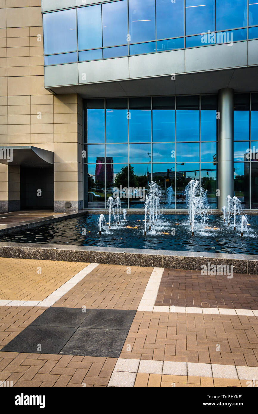 Fountains and modern building in downtown Charlotte, North Carolina