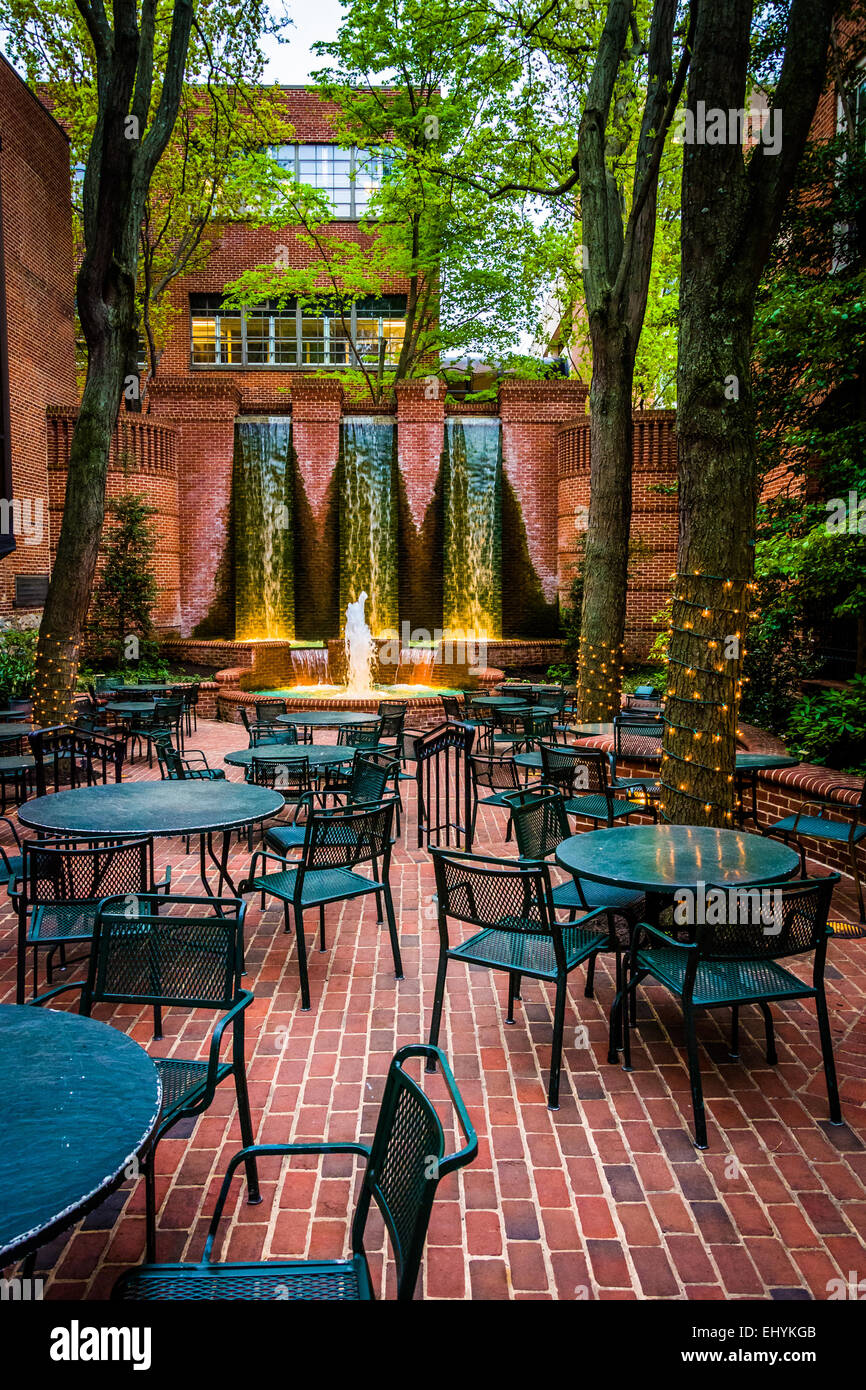Fountains and outdoor dining area in downtown Lancaster, Pennsylvania