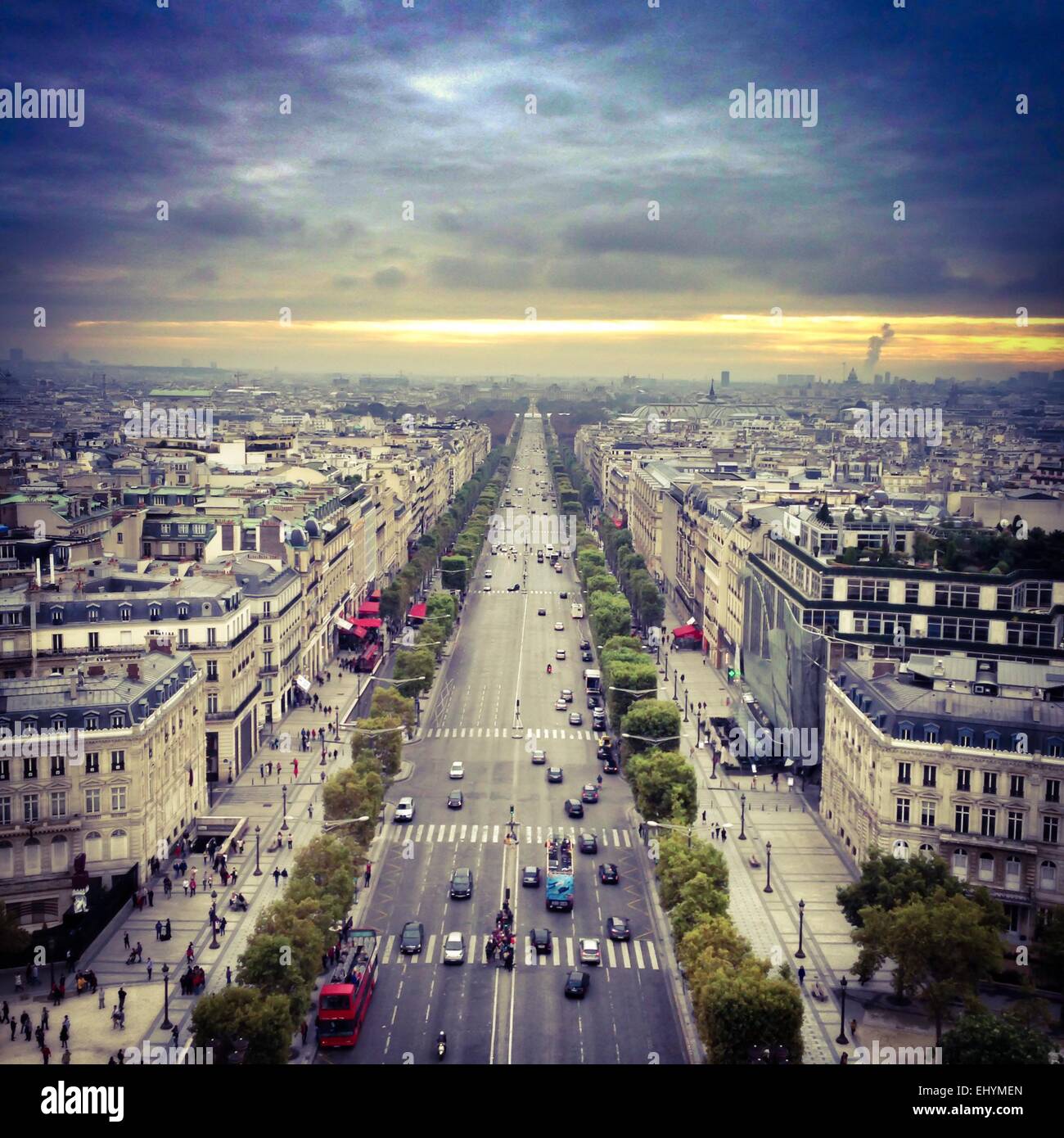 Aerial view of the Champs Elysees, Paris, France Stock Photo