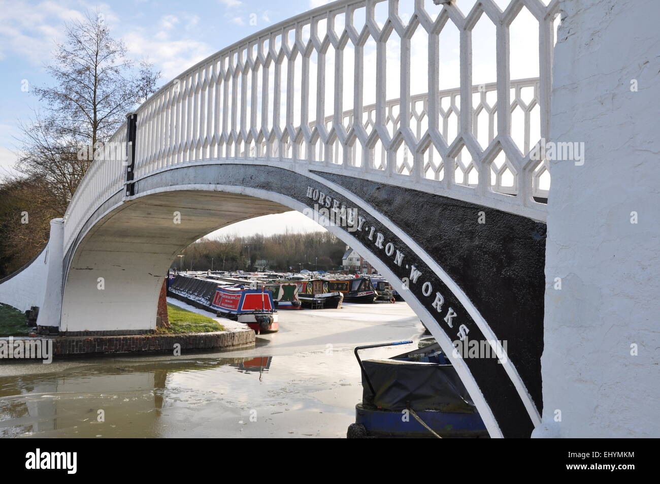 Cast Iron Bridge, Branson Marina, Northamptonshire, UK Stock Photo