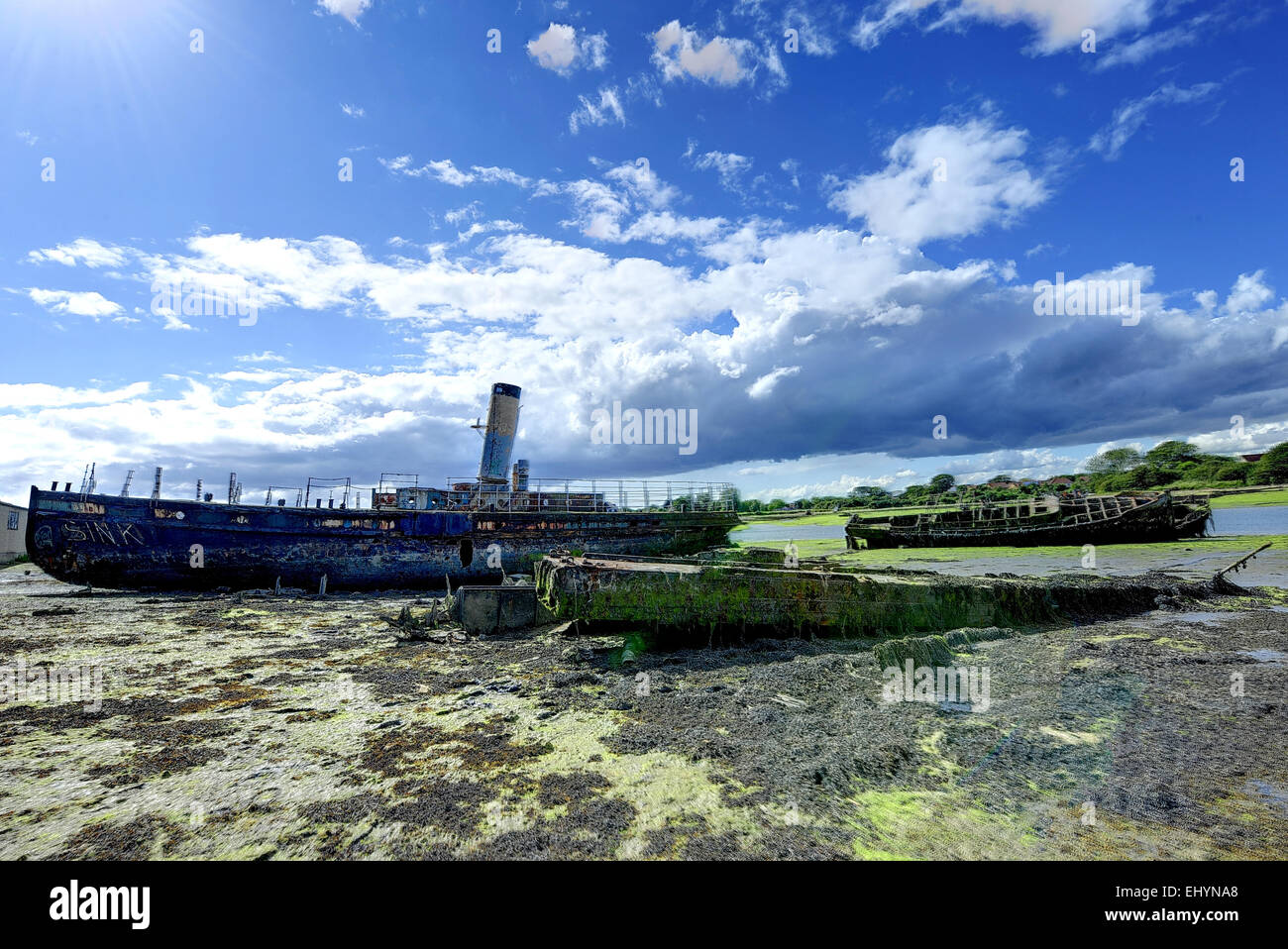 Ship Graveyard Forton Lake, Portsmouth, Hampshire, UK Stock Photo