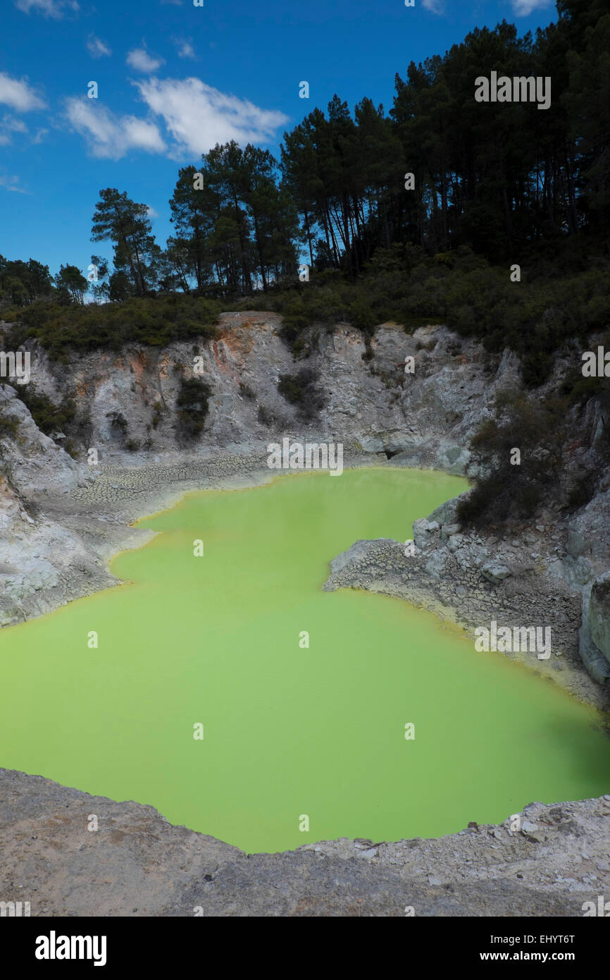 Devil's Bath, natural lime green pool, Stock Photo