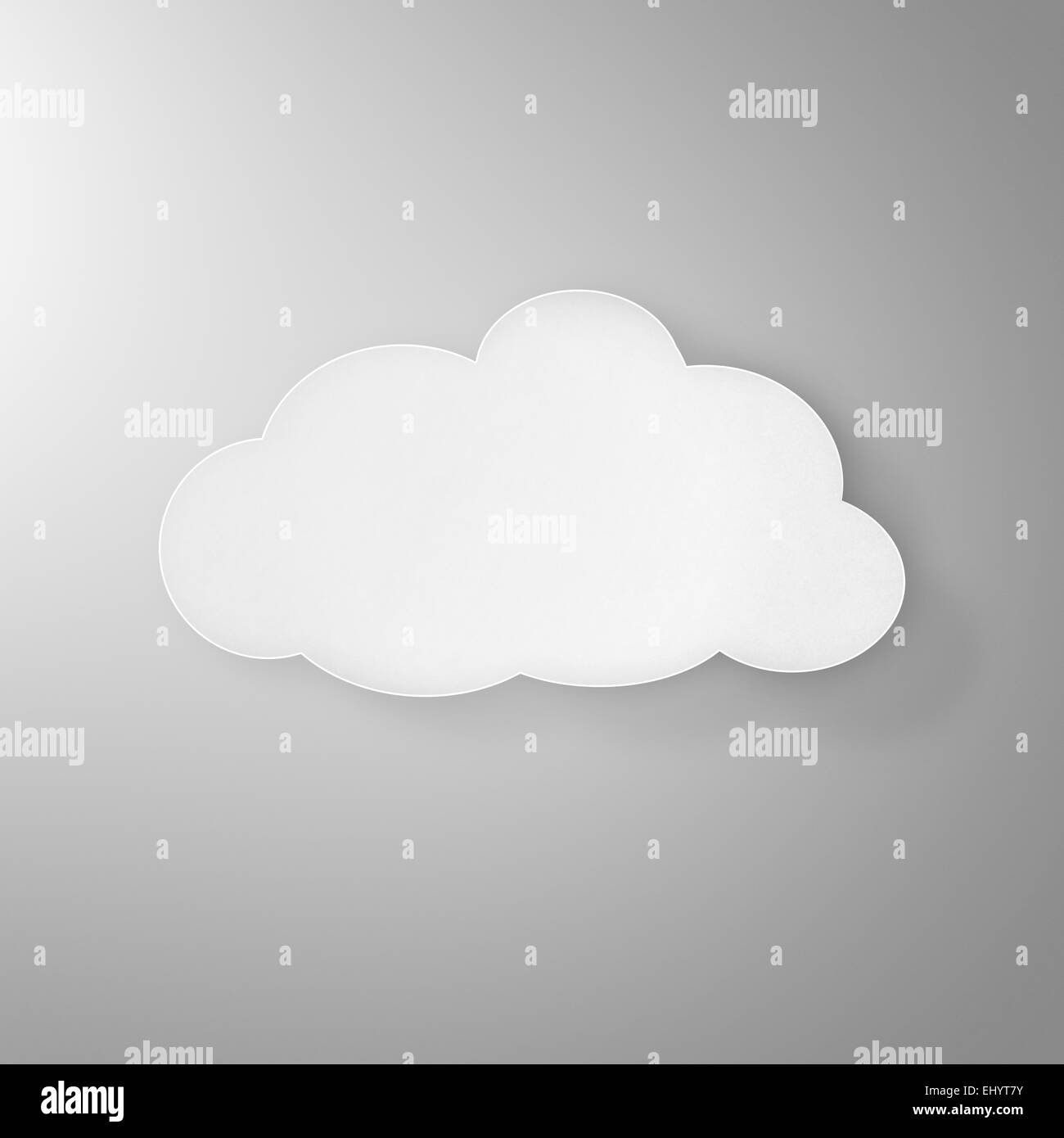 Modern white paper cloud icon with shadows on a gray background, which ...