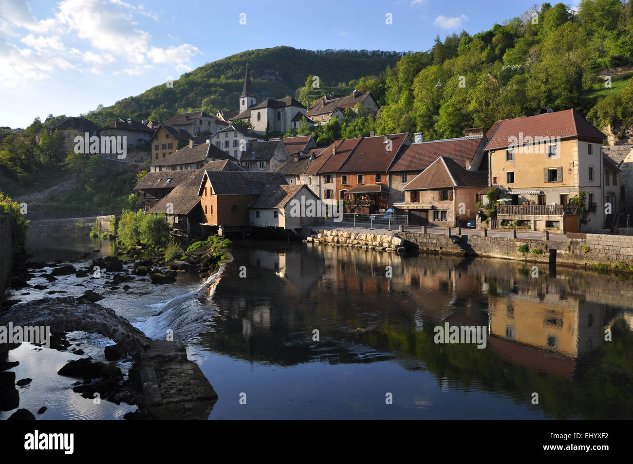 France, Europe, Jura, loue, gulch, lods, franche-comté, small towns, historical, river, flow, valley Stock Photo