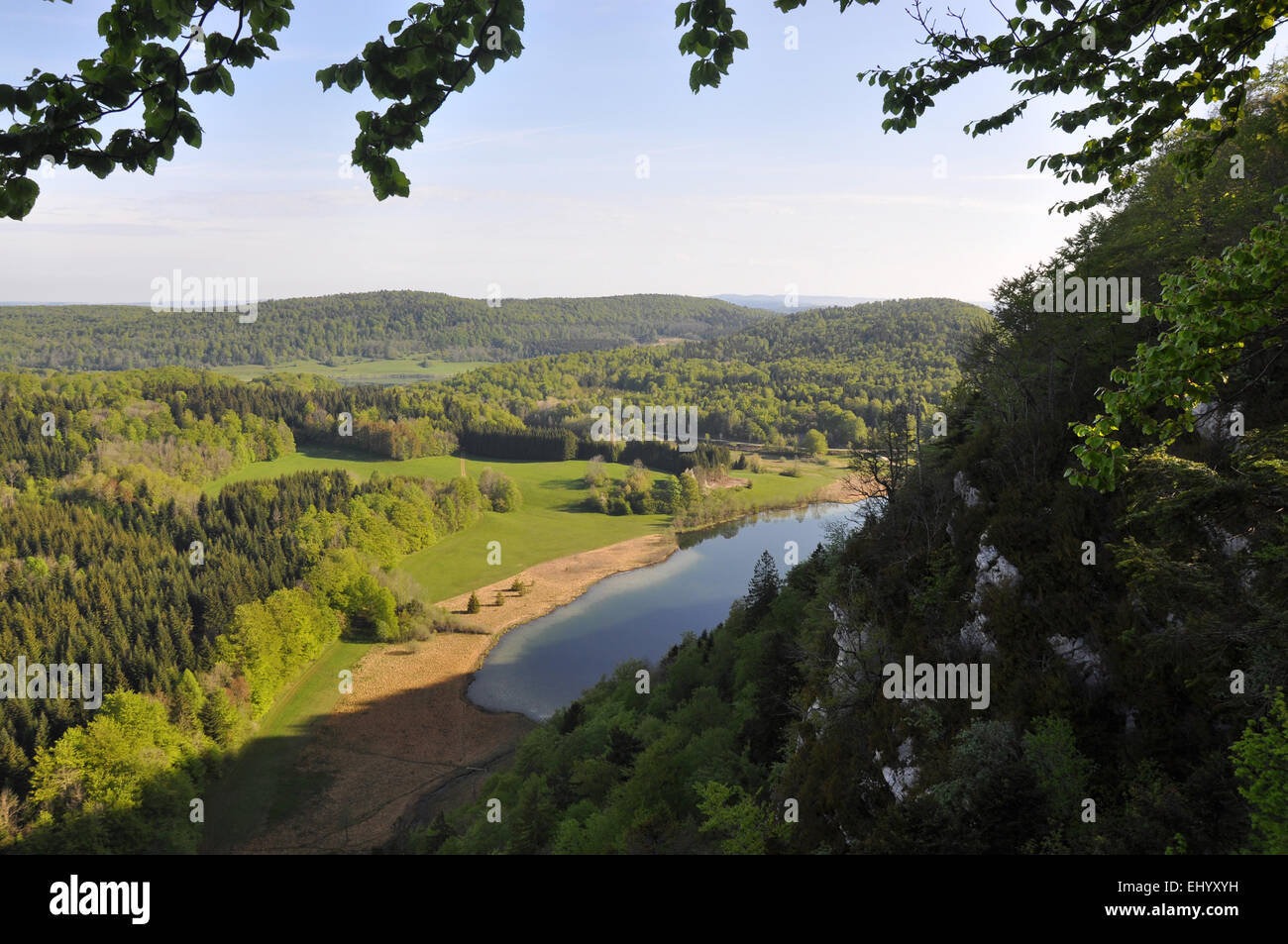 France, Europe, Jura, plateau, plateau, four lakes, quatre lacs, belvedere, vantage point, vista, outlook, le petit maclu, la cha Stock Photo