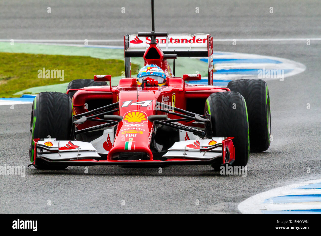 Fernando Alonso of Scuderia Ferrari F1 races on training session Stock Photo