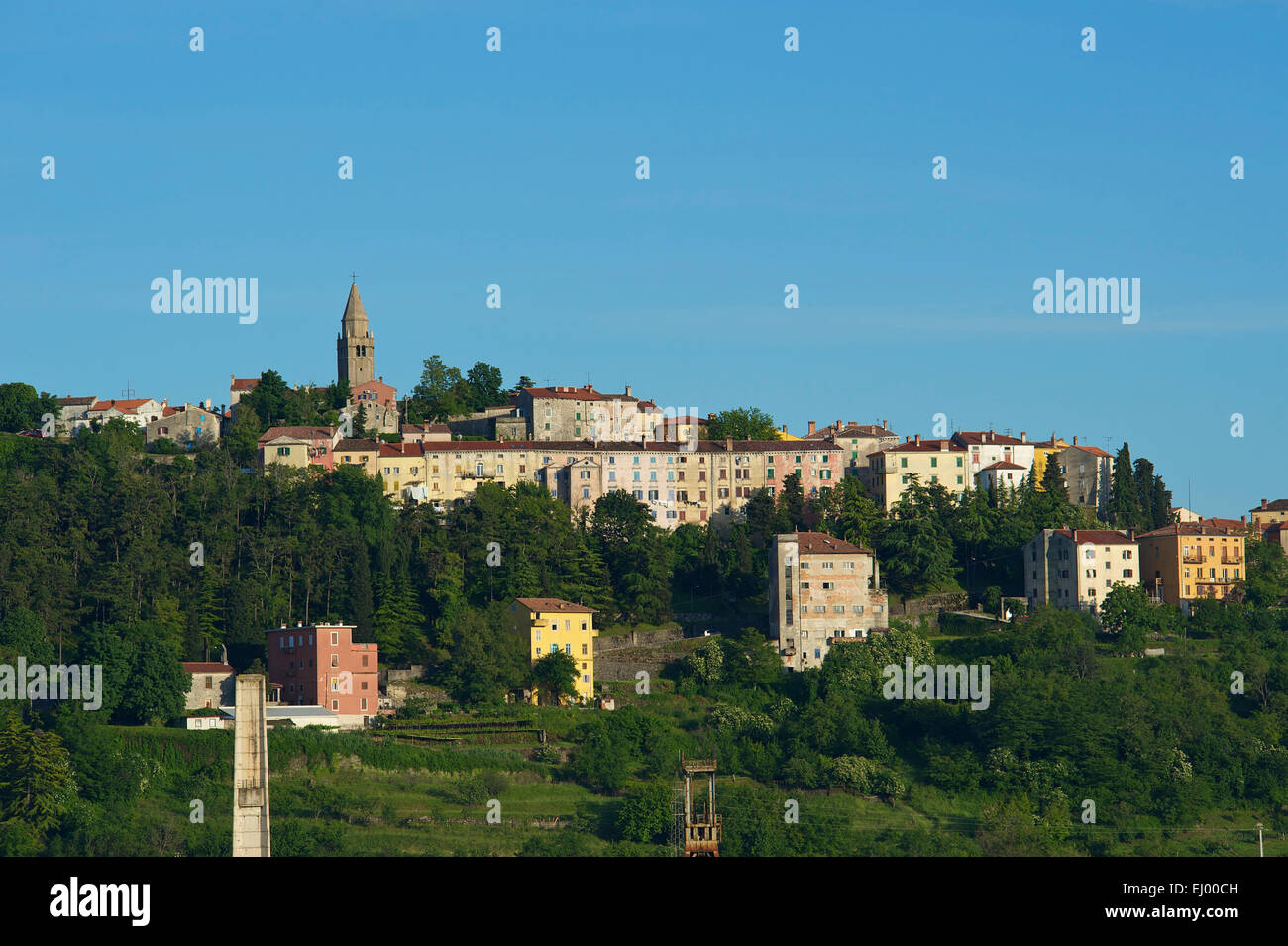 Istria, Europe, Croatia, outside, day, nobody, Labin, town view, town, city, house, home, building, architecture Stock Photo