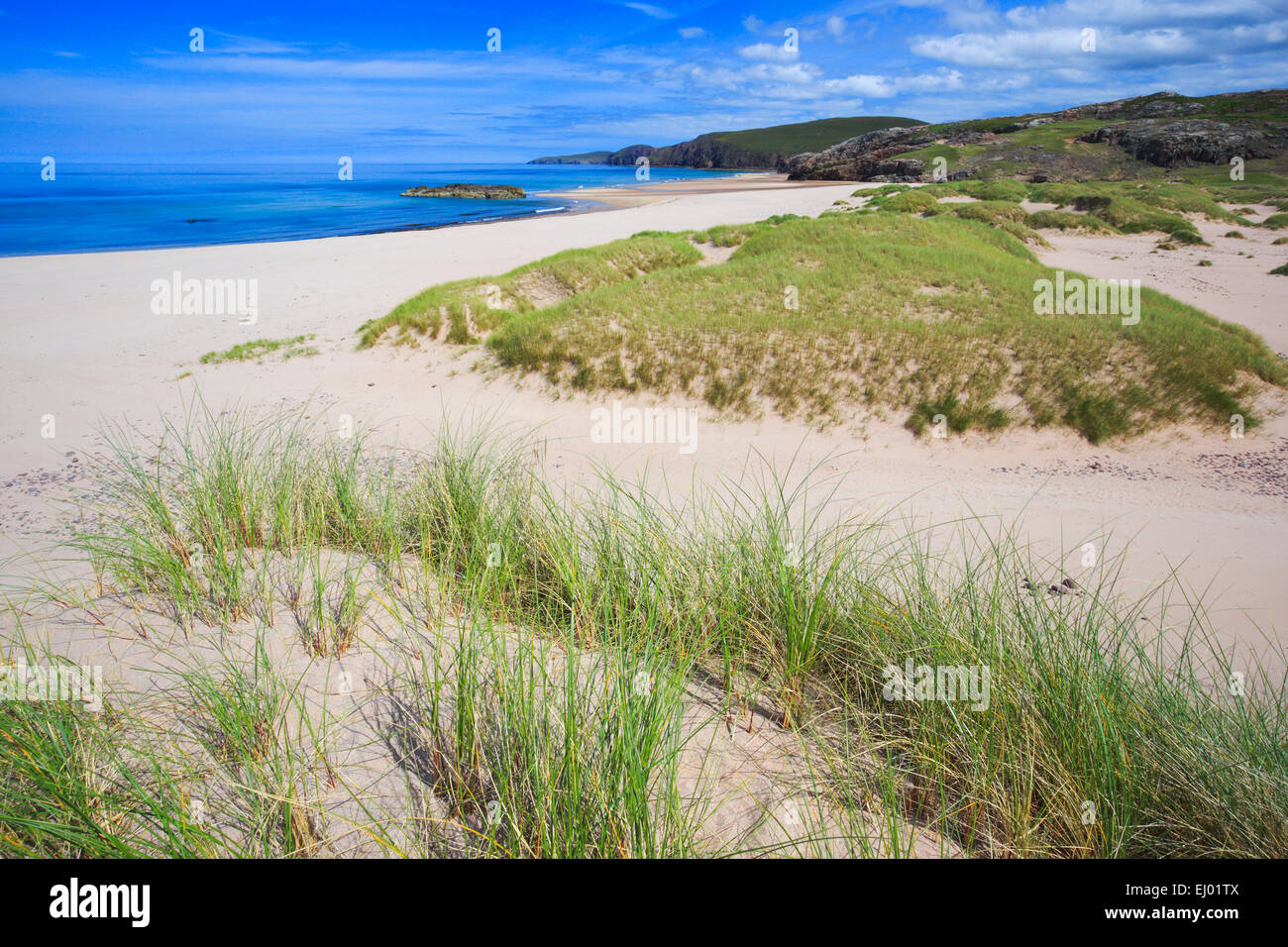 Dune grass, dunes, bodies of water, Great Britain, Highland, highlands, sky, coast, coastal scenery, scenery, landscape, sea, sea Stock Photo