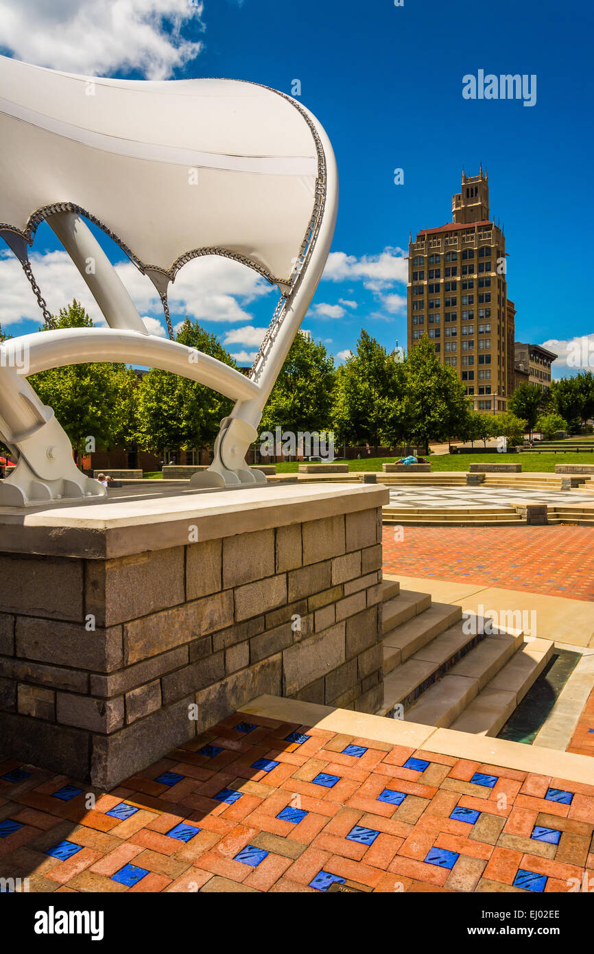 Pack Square Park and the Jackson Building in Asheville, North Carolina. Stock Photo