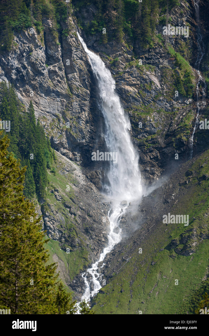 To dust waterfall, Switzerland, Europe, canton, Uri, valley of schachen Stock Photo