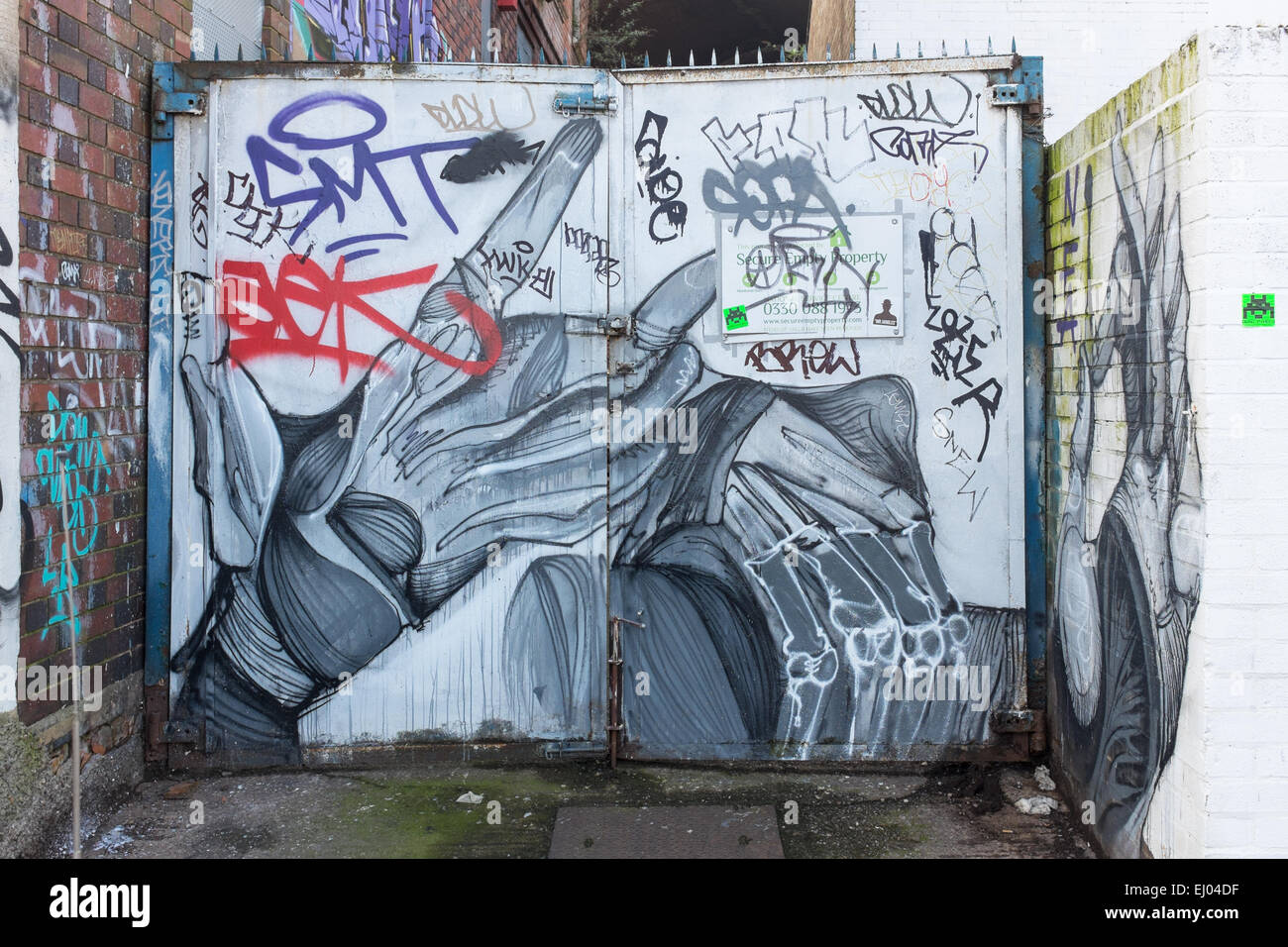 Decorative painted gates in Digbeth, Birmingham Stock Photo Alamy
