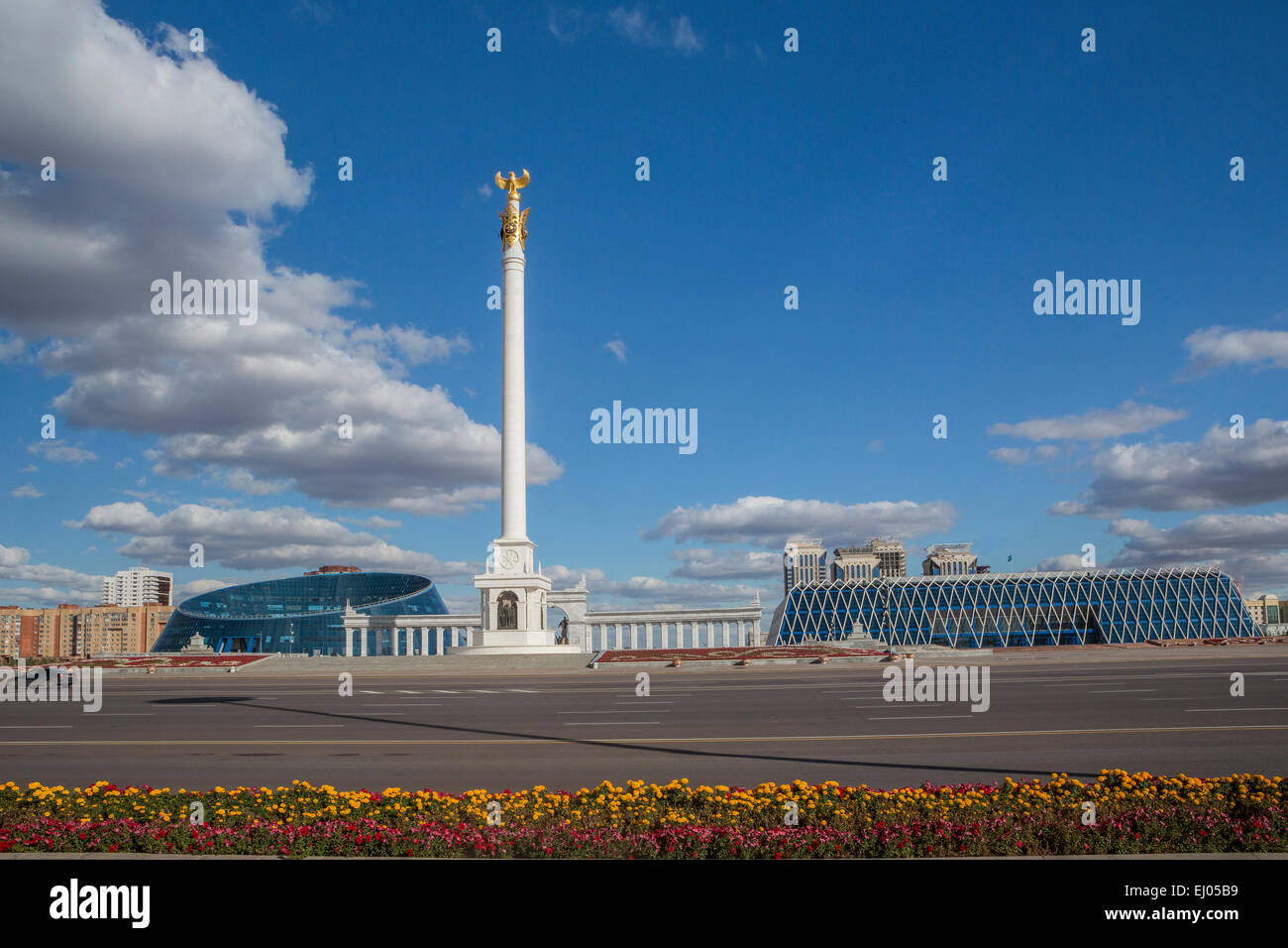 Kazakh Country, Administrative City, Astana, City, Kazak Yeli, Kazakhstan, Central Asia, Monument, Monument, Hazret Sultan, Mosqu Stock Photo