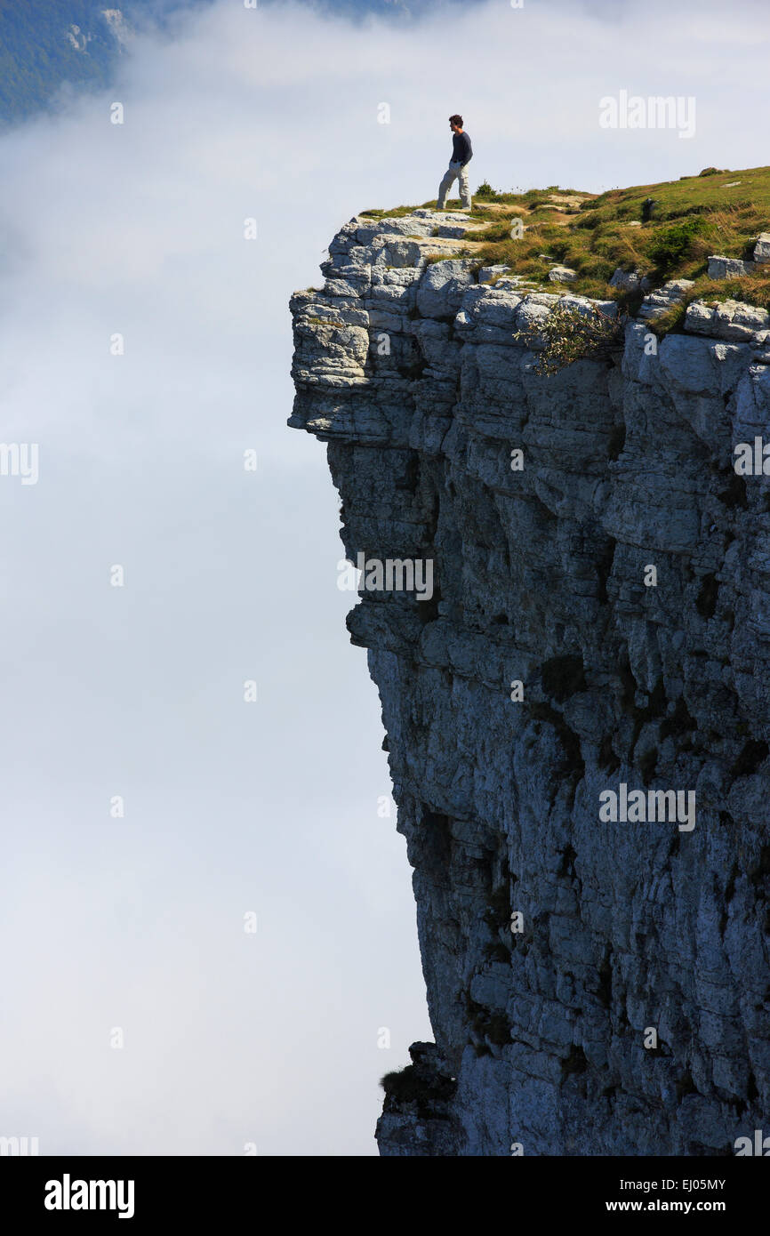 1, abyss, Alps, rocky cirque, cirque, view, Creux du van, cliff, rocks, cliffs, rock kettles, cliff kettles, cliff massif, cliff Stock Photo
