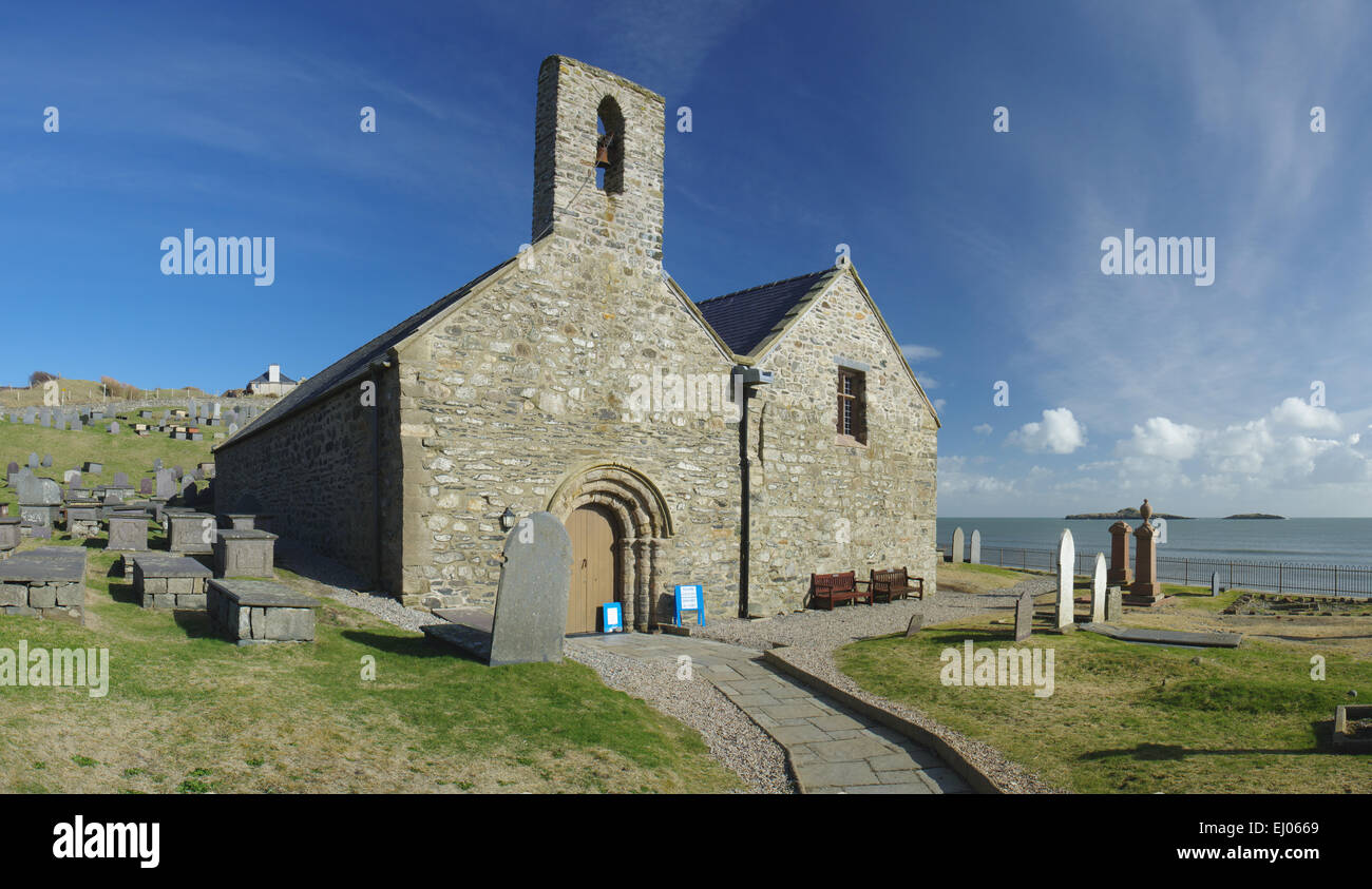 St Hywyn Church, Aberdaron, Lleyn Peninsula Stock Photo